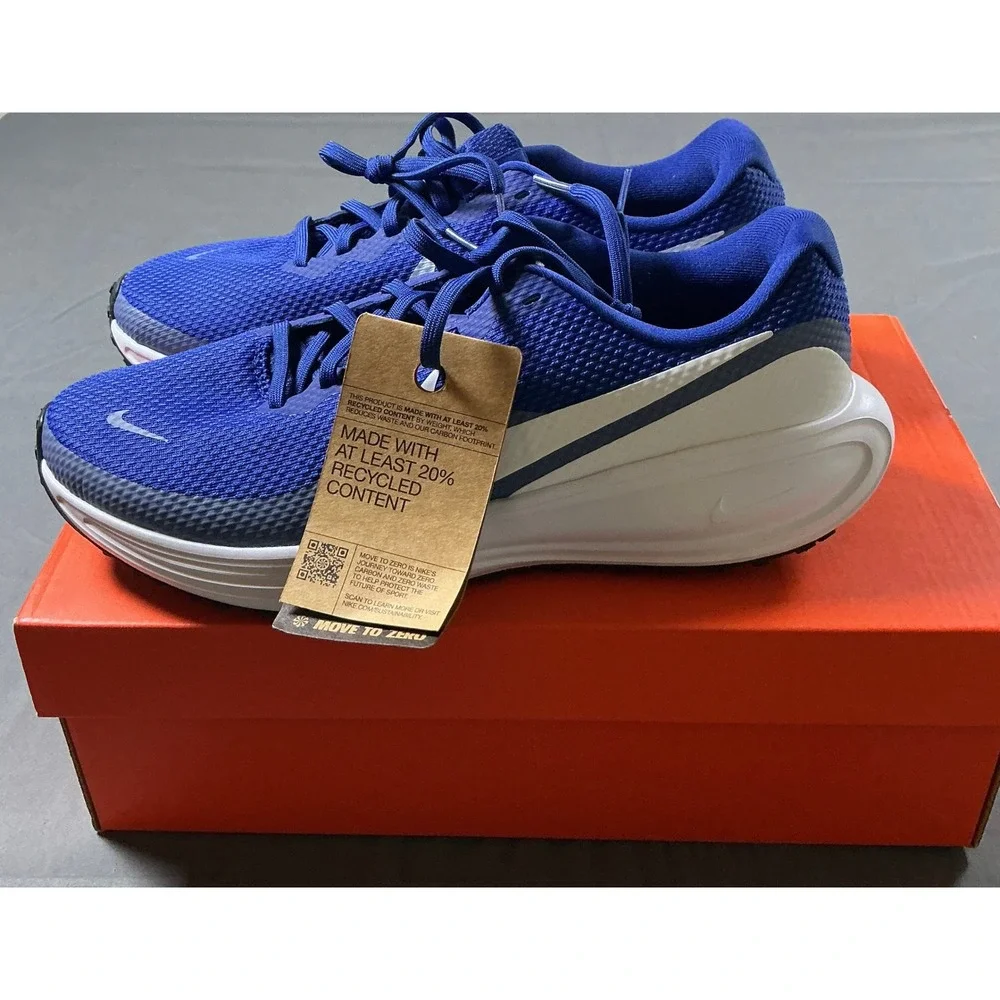 Nike Revolution 6 Next Nature Men Deep Royal Blue White Running Shoes Size 8.5
